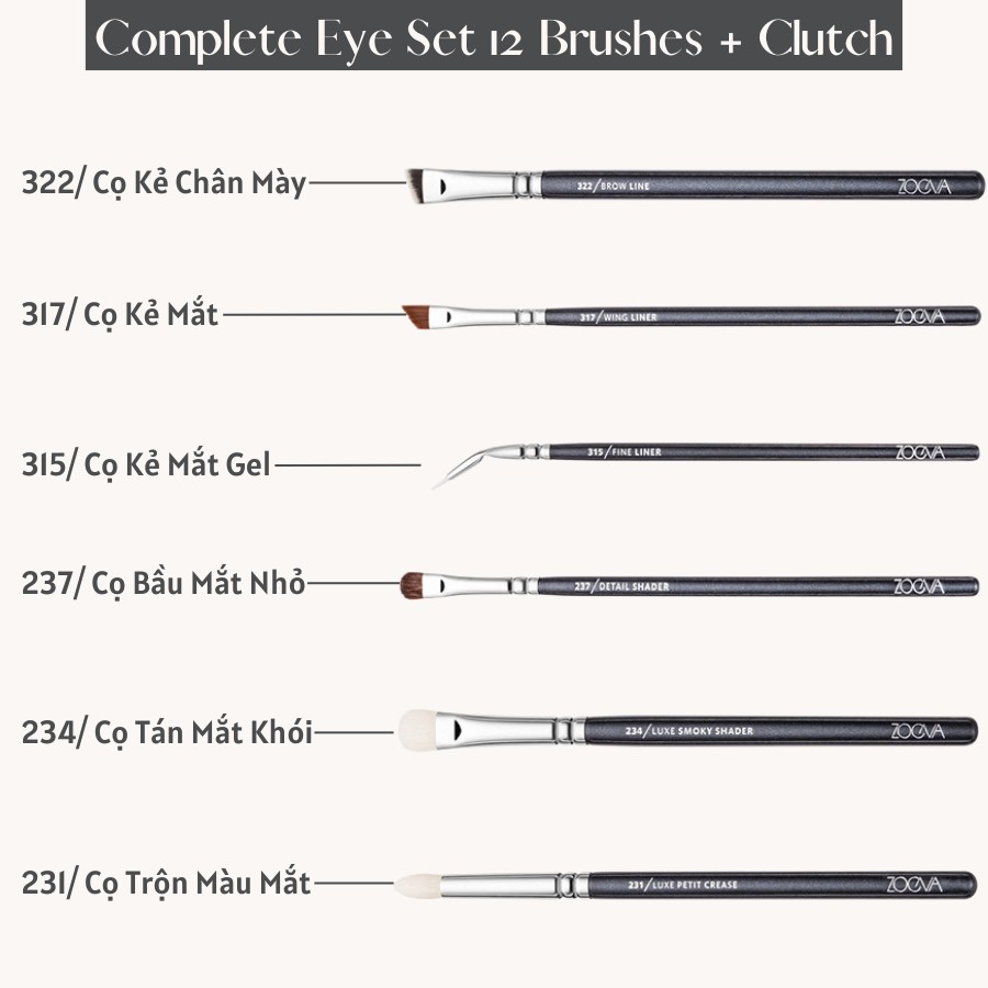 Bộ Cọ Trang Điểm Mắt Chuyên Nghiệp 12 Cây ZOEVA Complete Eye 12 0119